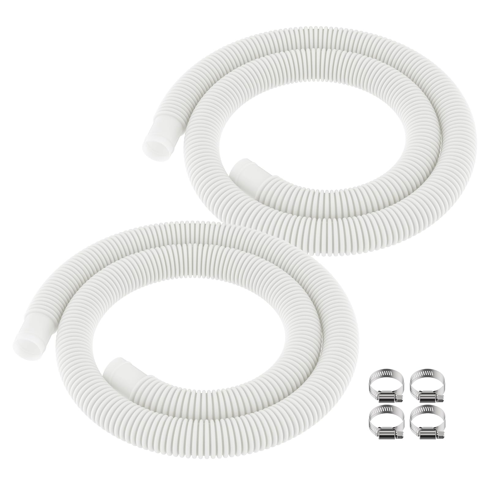 ANTOBLE Pool Hose for Intex 1.25" Diameter Above Ground Pool Pump Hoses Replacement Accessory 59" Long 1-1/4 Swimming Pool Filter Pump Hoses 607 637 With 4 Metal Clamps, 2 Pack