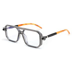 FEISEDY Reading Glasses Vintage Square Blue Light Blocking Glasses Women Men 70s Flat Aviator Glasses B0090 Grey 1.5x