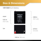 ExpertPower EXP1250-12V 5Ah Rechargeable SLA Battery for Security System, UPS, Garage Door Opener Replacement, Fire Alarm Batteries, Sealed Lead Acid, 12V Battery Backup