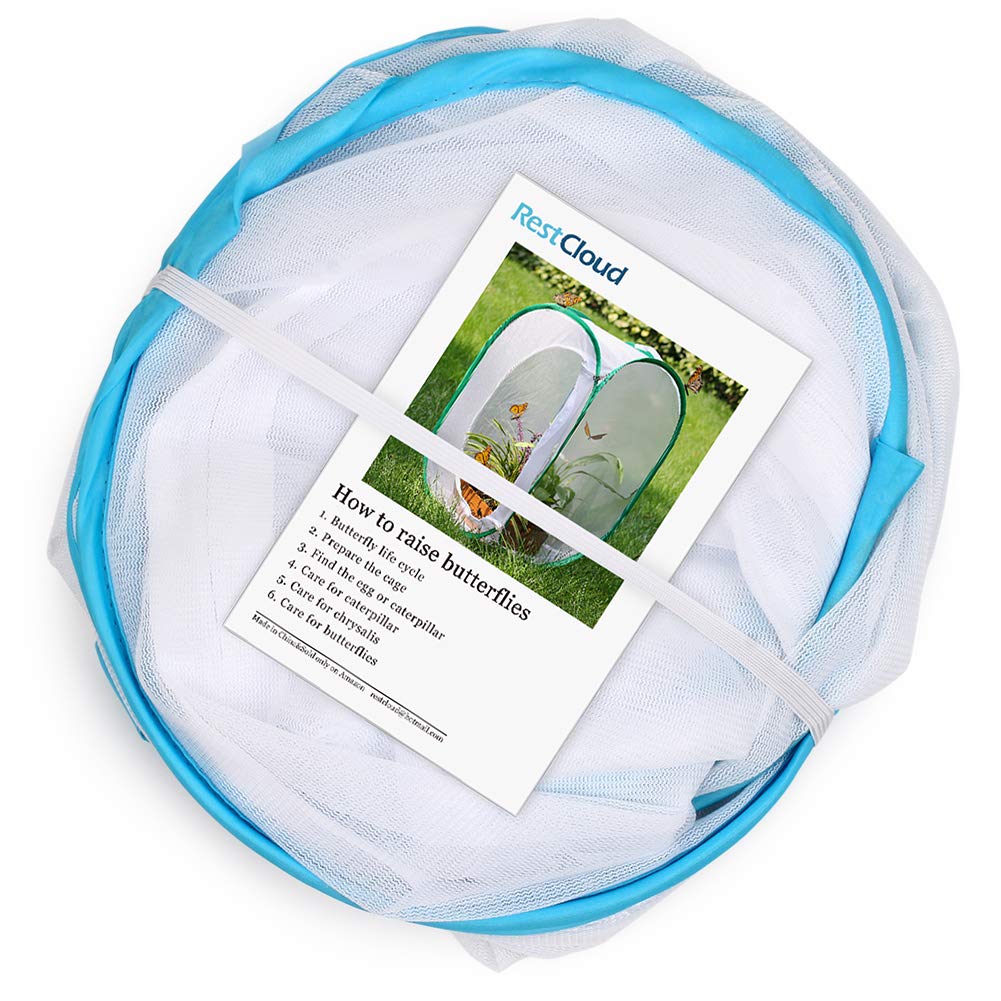 RESTCLOUD 36" Large Monarch Butterfly Habitat, Giant Collapsible Insect Mesh Cage Terrarium Pop-up 24 x 24 x 36 Inches