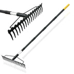 BlumeTrec Bow Rake, 68-Inch Adjustable Handle Garden Rake with 17 Steel Tines, Heavy Duty Dual-Sided Metal Rake Landscape Gardening Tool for Soil Loosening Lawn Yard Leaves Mulch Thatch Removing