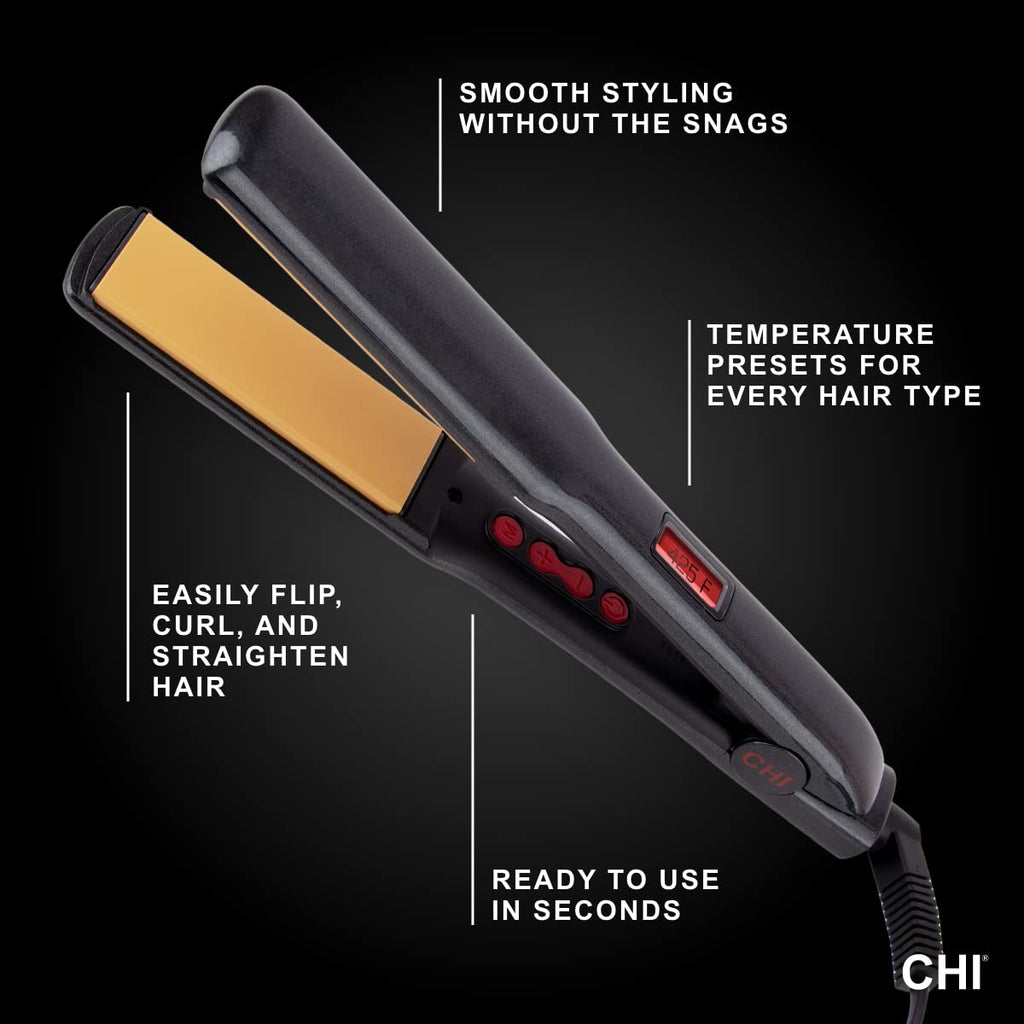 G2 Ceramic Titanium Infused Hairstyling Flat Iron - Model # GF1595 - Black by CHI for Unisex - 1 Inch Flat Iron