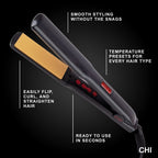 G2 Ceramic Titanium Infused Hairstyling Flat Iron - Model # GF1595 - Black by CHI for Unisex - 1 Inch Flat Iron