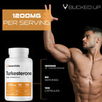 Bucked Up Turkesterone 1200mg | Ajuga Turkestanica Extract Standardized 10% | Non GMO Gluten Free Third Party Tested | Plant Based Supplement Capsules (100 Capsules, 50 Servings)