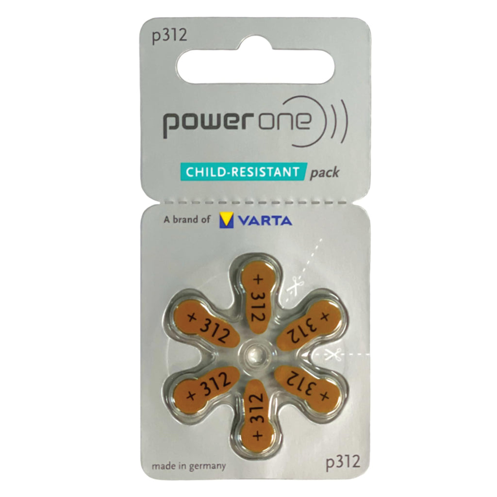 Power One Hearing aid Batteries Size 312 - p312 Battery for Hearing aid, Long-Lasting. Mercury-Free 1.45v zinc-air Hearing aid Batteries. (120 Batteries) - Expiration Date June 2028