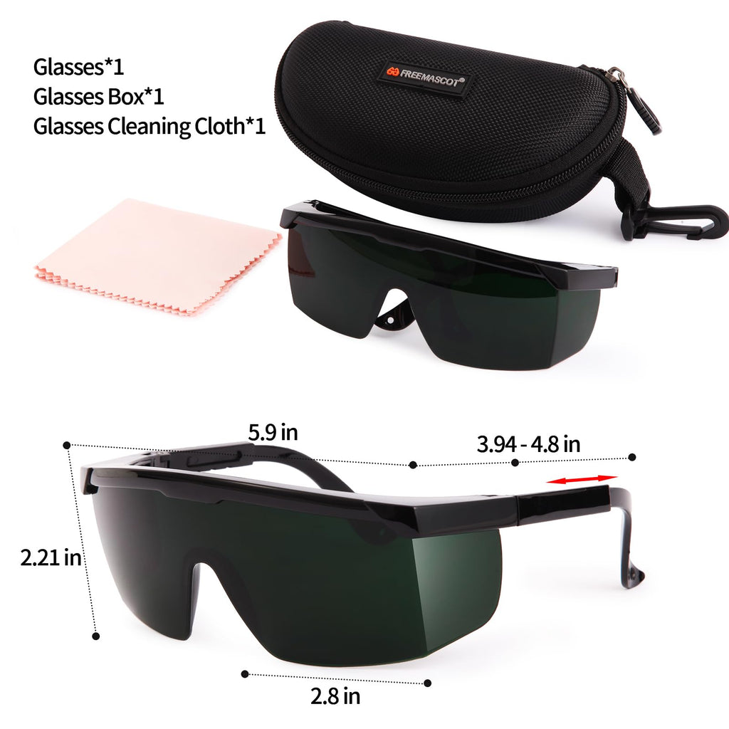 FreeMascot IPL 200nm-2000nm Laser Safety Glasses for Laser Hair Removal Treatment and Laser Cosmetology Operator Eye Protection with Case (Green)
