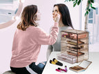 Sorbus Acrylic Clear Makeup Organizer - Big & Spacious Cosmetic Display Case - Stylish Designed Jewelry & Make Up Organizers and Storage for Vanity, Bathroom (4 Large, 2 Small Drawers) [Bronze Glow]