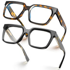 VISOONE 2 Pack Rectangle TR90 Blue Light Blocking Glasses Computer Eyewear with Preppy Look for Women and Men Cougar
