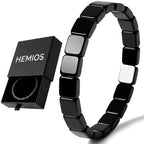 Hemios Hematite Bracelet for Men, Natural Stone Beads, Stretch Fit