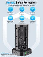 6FT Power Strip Tower Surge Protector, 12 Wide Spaced Outlets, 4 USB
