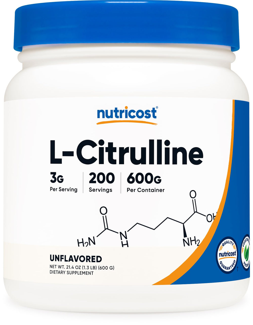 Nutricost Pure L-Citrulline (Base) Powder (600 Grams)
