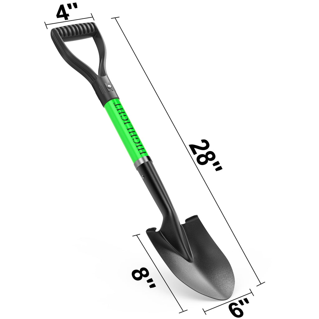 HIGHLIGHT Kids Digging Shovel, Beach 28Inch Fiberglass D Grip Round Green