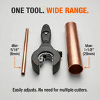 HalfofLife Ratcheting Pipe Cutter, 2 in 1 Close Quarters Tube Compact Cutter, Ratcheting Pipe Cutter Tool for Cutting Copper and Metal Pipes, Pvc, Ppr, Plastic Hoses (5/16" To 1 1/8")