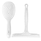 LTLUTU 8" Silicone Shower Squeegee for Glass Doors with Silver Hair Comb Set, Bathroom,Kitchen Safe Water Blade, Car Window,Mirror, Tile Scraper — Ideal for Hair Care and Glass Cleaning