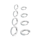 4 Pairs 925 Sterling Silver Small Hoop Earrings for Women Men 6 8 10 12mm