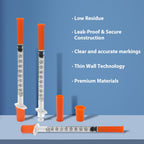 30 Pack U-100 Syringes with Needle, 1ml 30G 5/16" 8mm Syringe