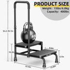 2 Step Stool with Handle for Elderly Adults and Seniors Heavy Duty Non Slip Bed Steps for High Beds with Adjustable Handrail 400 lbs Capacity for Kitchen Bathroom Bathtub