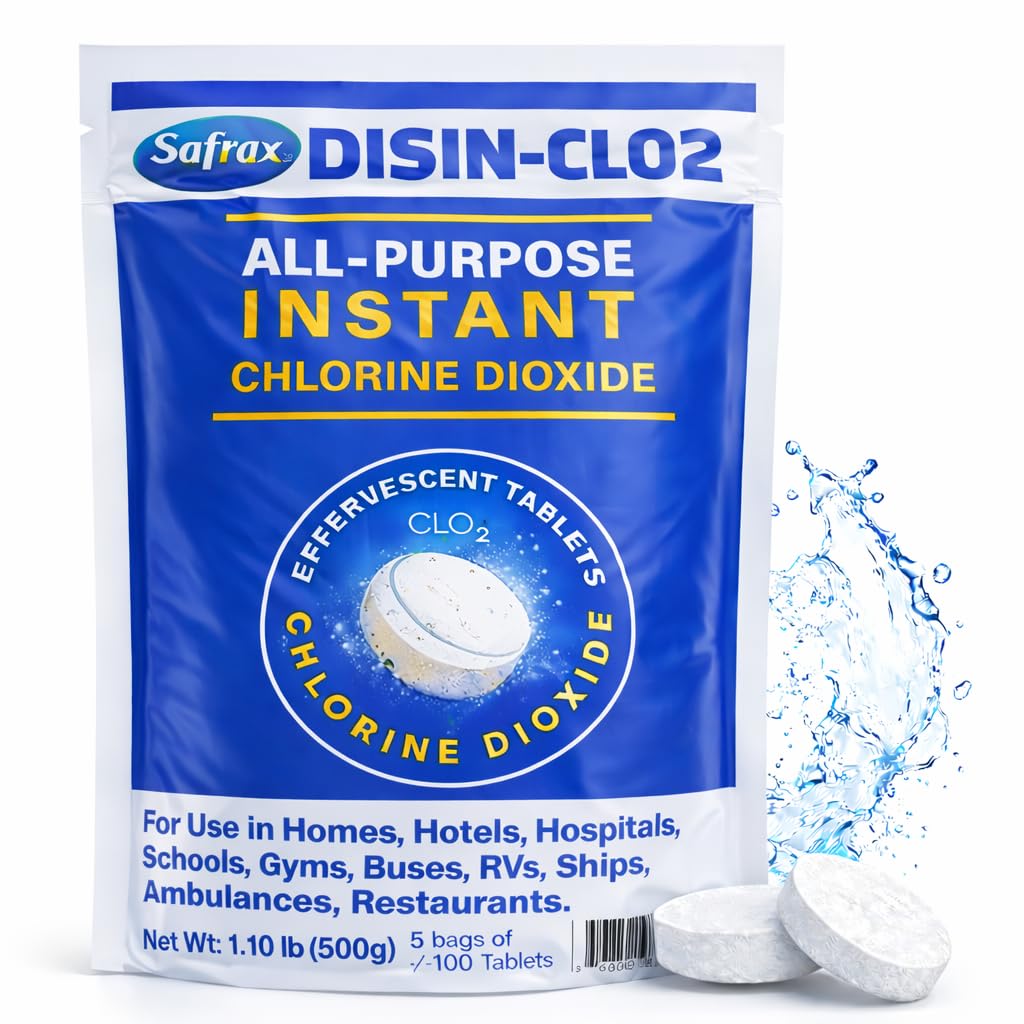 DISIN-CLO2 Multi-Purpose Instant Chlorine Dioxide Tablets – Fast-Acting Cleaning & Deodorizing Tablets for Home, Kitchen & Travel – Freshness Booster for Surfaces, Water Containers & Everyday Use