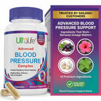 ULTALIFE Blood Pressure Supplements - Advanced Blood Pressure Supplement Complex - Hawthorn Berry, Hibiscus, Garlic, Forskolin - 14 Vitamins & Herbs, 30 Day Supply in Veggie Capsules