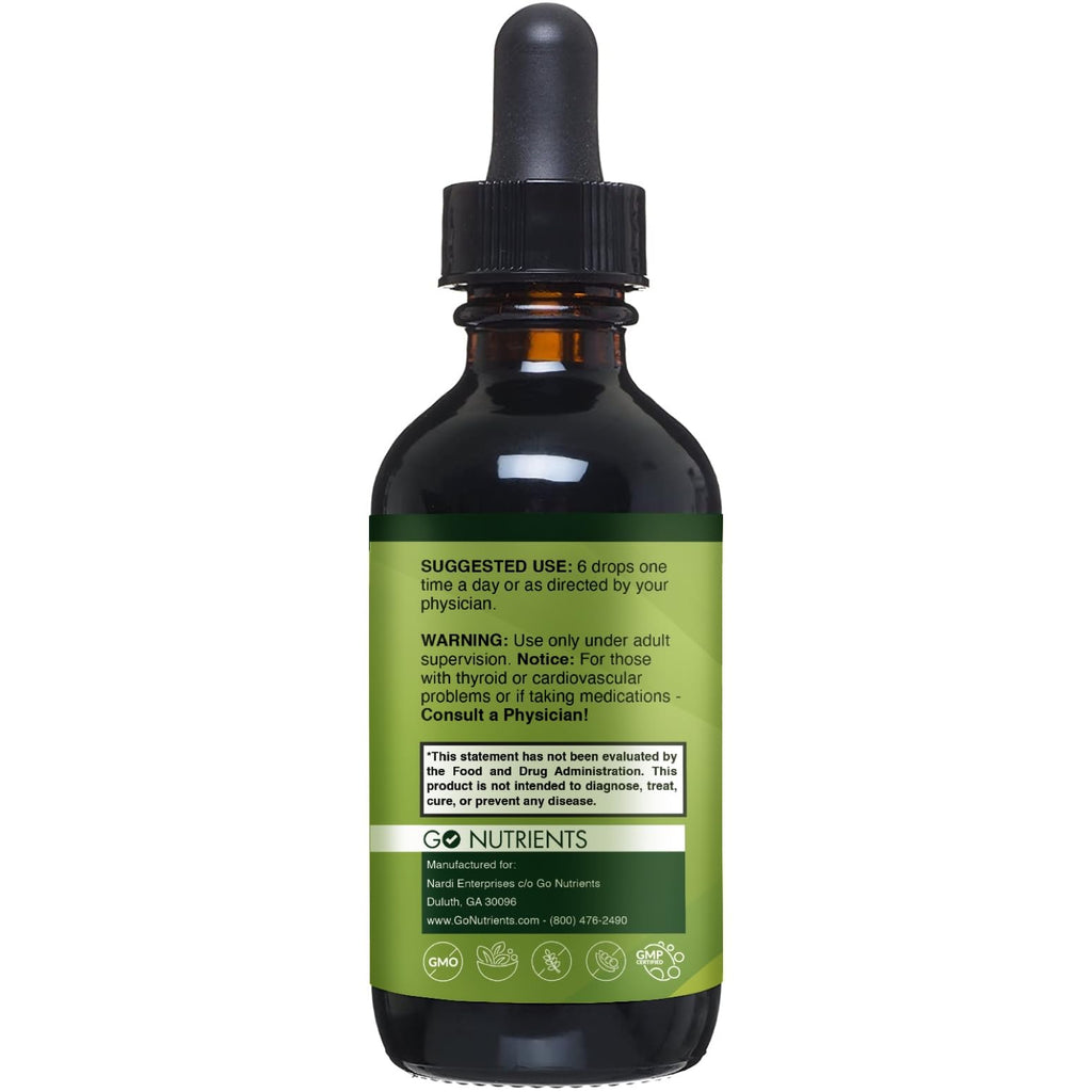 Go Nutrients Iodine Edge – Organic Nascent Iodine Liquid Supplement for Thyroid Support, Energy, Immune & Cognitive Health – High Absorption Drops - Natural Tincture for Women & Men – 1 oz