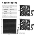 Solar Powered Fan for Chicken Coop Vent Outside with 2 Exhaust Fans 15W