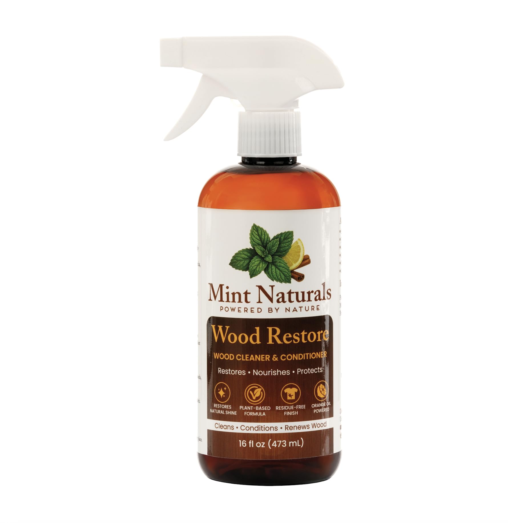 Mint Naturals Natural Wood Cleaner & Furniture Conditioner – Plant-Based Polish Formula That Helps Clean & Protect Wood Surfaces, 16 oz – Made in USA