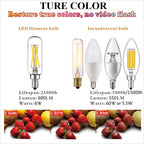 LiteHistory T6 T25 E12 Candelabra Bulb 60 watt,Dimmable,Neutral White 4000K
