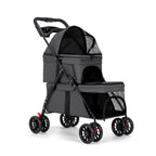 Double Dog Stroller for Medium Small Dogs and Cats Load-Bearing Up to 50lbs, Durable 360° Universal Wheels Lightweight One Hand Foldale Kittens Puppies Travel Stroller Cart(Double)