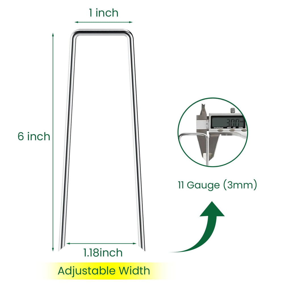 6 Inches Galvanized Garden Staples, Metal Tent StakeHeavy Duty U-Shaped Pins and Landscaping Staples for Sod Anchoring Landscape Fabric Irrigation Tubing (100, Silver)