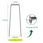 6 Inches Galvanized Garden Staples, Metal Tent StakeHeavy Duty U-Shaped Pins and Landscaping Staples for Sod Anchoring Landscape Fabric Irrigation Tubing (100, Silver)