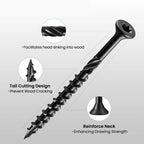 BNUOK #8 Deck Screws 1-5/8" Exterior Decking Wood Screws Heavy-Duty Outdoor Torx Drive Head,Black Rust Resistant Epoxy Coated for Timber,Fence,Star Bit(1Ib,129Pcs)