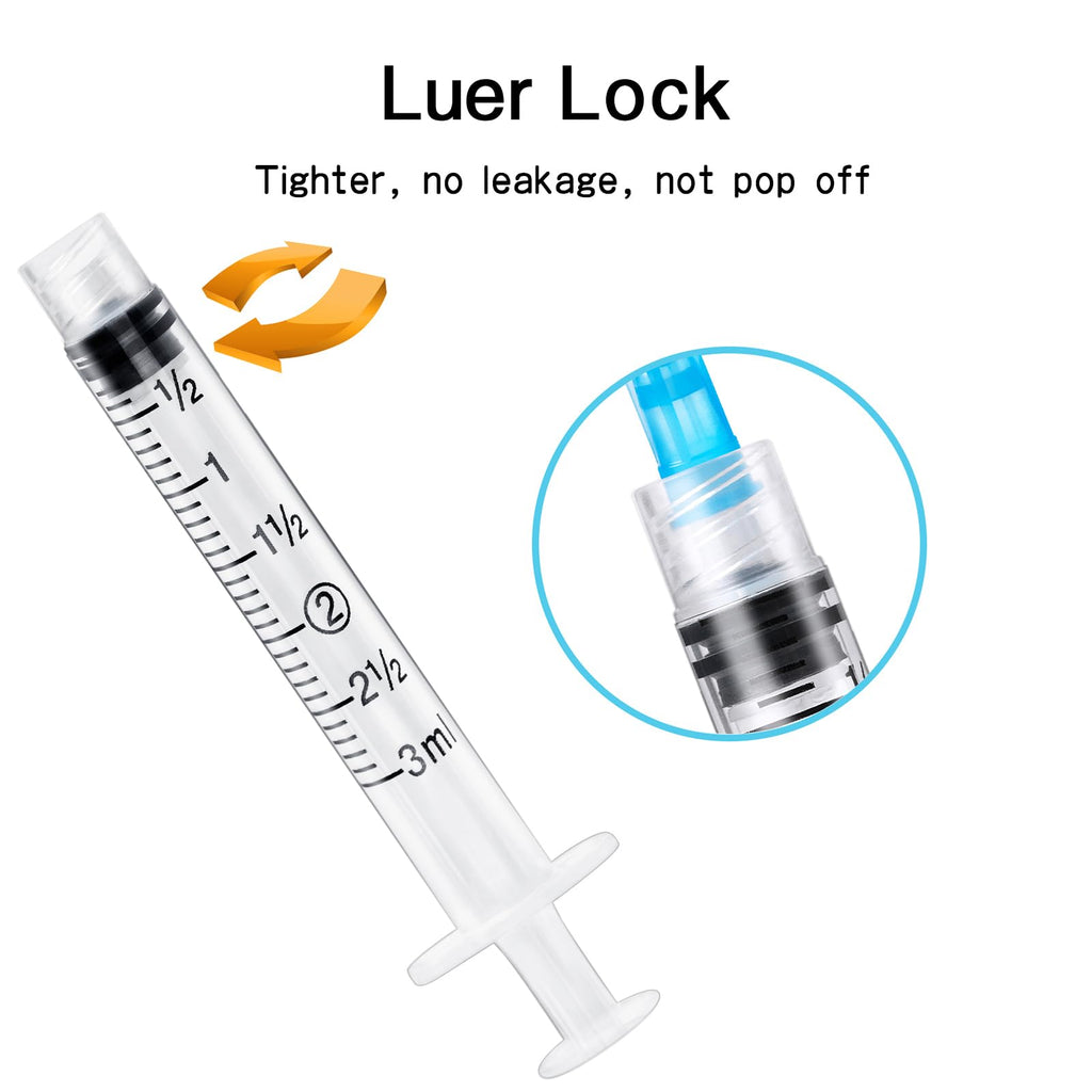100 Pack 3ml with 23Ga 1.5 inch, Lab Supplies, Luer Lock, Individually Packaged
