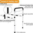 Vaunn Medical New Adjustable Bed Assist Rail Handle (Passed ASTM F3186–17 Safety Standard) and Hand Guard Grab Bar, Bedside Safety and Stability (Tool-Free Assembly)