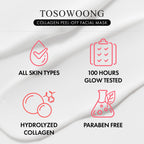 TOSOWOONG Real Collagen Fit, Hydrolyzed Collagen Wrapping Mask, Peel Off Facial Mask for elasticity, Hydrating, Glow, Glass Skin, Face Moisturizer, Self Care, Korean Skin Care, 50ml, 1.69 fl. oz.