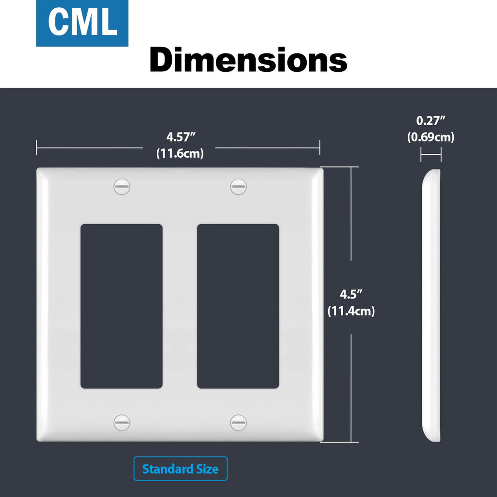 CML 2-Gang Decorator Wall Plates, 20 Pack Electrical Outlet Receptacle ...