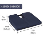 DMI Gradual Slope Seat Cushion for Coccyx, Sciatica and Tailbone Pain Used With Dining Room Chairs, Desk Chairs, Thin Car or Wheelchair Cushions, Machine Washable-Cover, 15 Inch, Navy