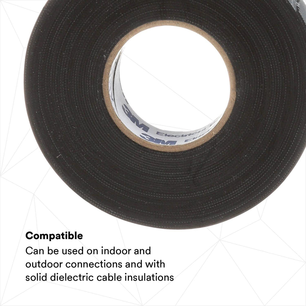3M Temflex Rubber Splicing Tape 2155, 1-1/2 in x 22 ft, Black, 1 Roll