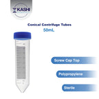 Kashi Scientific 50mL Screw-Cap Conical Centrifuge Tubes, Sterile Transparent Test Tubes with Printed Graduation and Write-on Spot [50mL, 50]