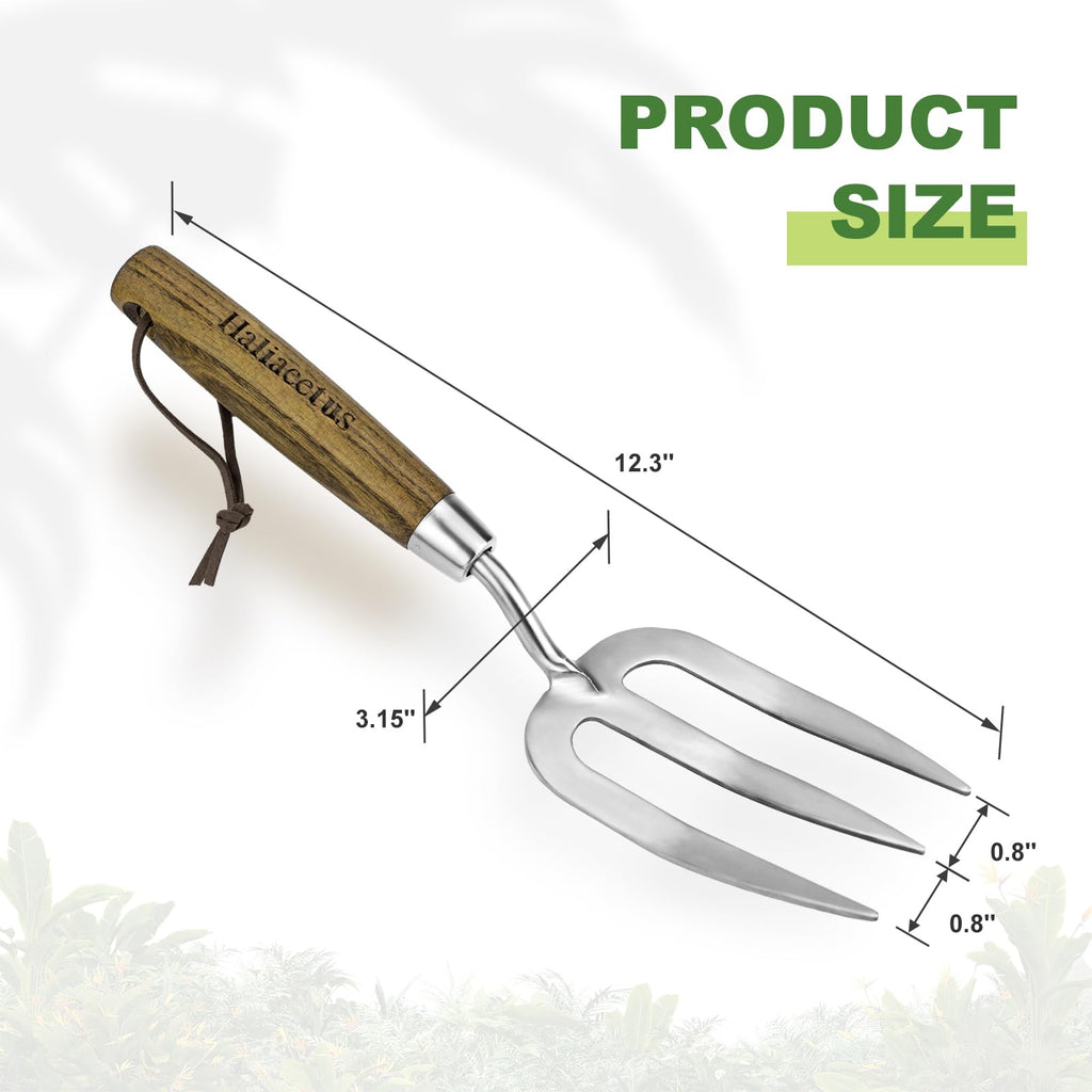 Haliaeetus Garden Hand Fork, 12.3'' Hand Weeding Fork with Sharp Tine