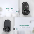 Keypad Smart Door Lock with Knob, Yamiry Keyless Entry Digital Lock with Handle, Fingerprint Electronic Knob for Front Door