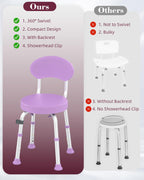 Fvzzin Swivel Shower Chair, 360° Non-Slip Shower Seat with Backrest for Elderly and Disabled, Height Adjustable Rotating Tub Transfer Bench for Seniors Bathroom Inside Shower(Purple)