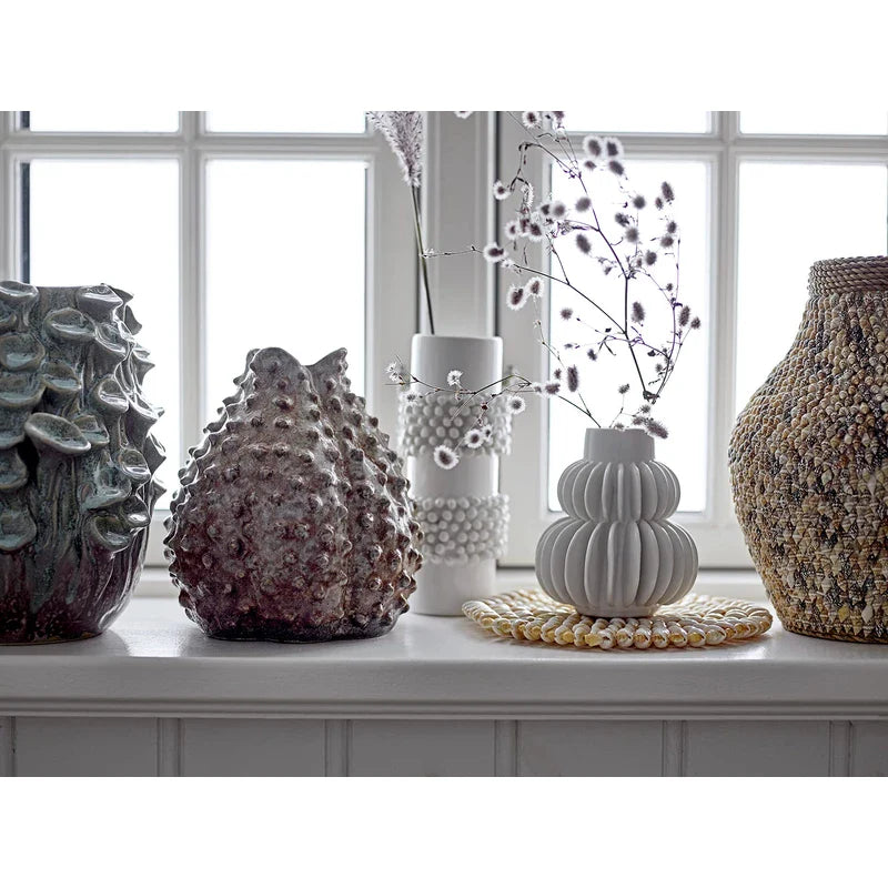 Bloomingville 82047448 Stoneware Vase 11.5 cm x 11.5 cm x 14 cm White