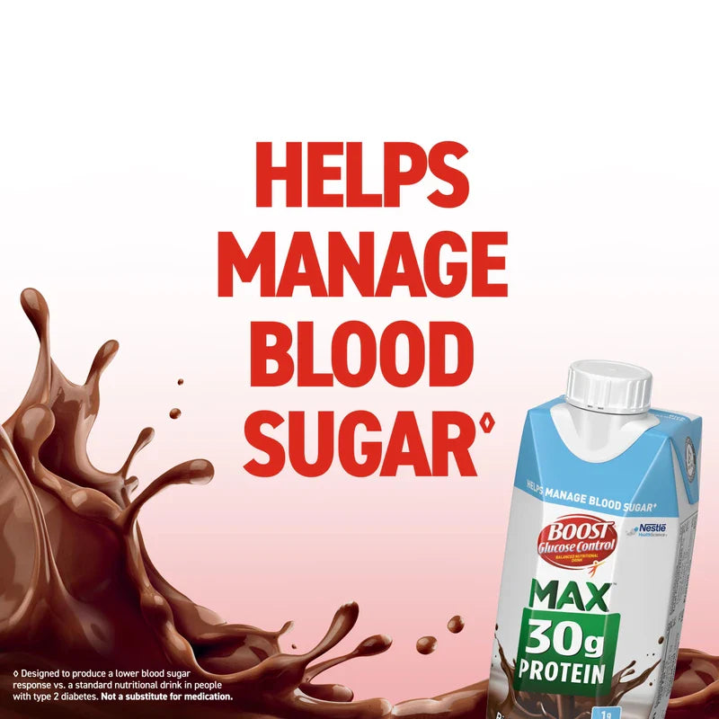 BOOST BOOST Glucose Control Max 30g Protein Nutritional Drink, Rich Chocolate, 11 Fl Oz (Pack of 12), Packaging May Vary