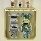 Clear Display Case for Figures, Wall-Mounted Doll Storage Box, Adjustable Display Stand with Door Dust and Moisture Proof Suitable for Lego Collectibles Action Figures Pop Mart (Yellow)