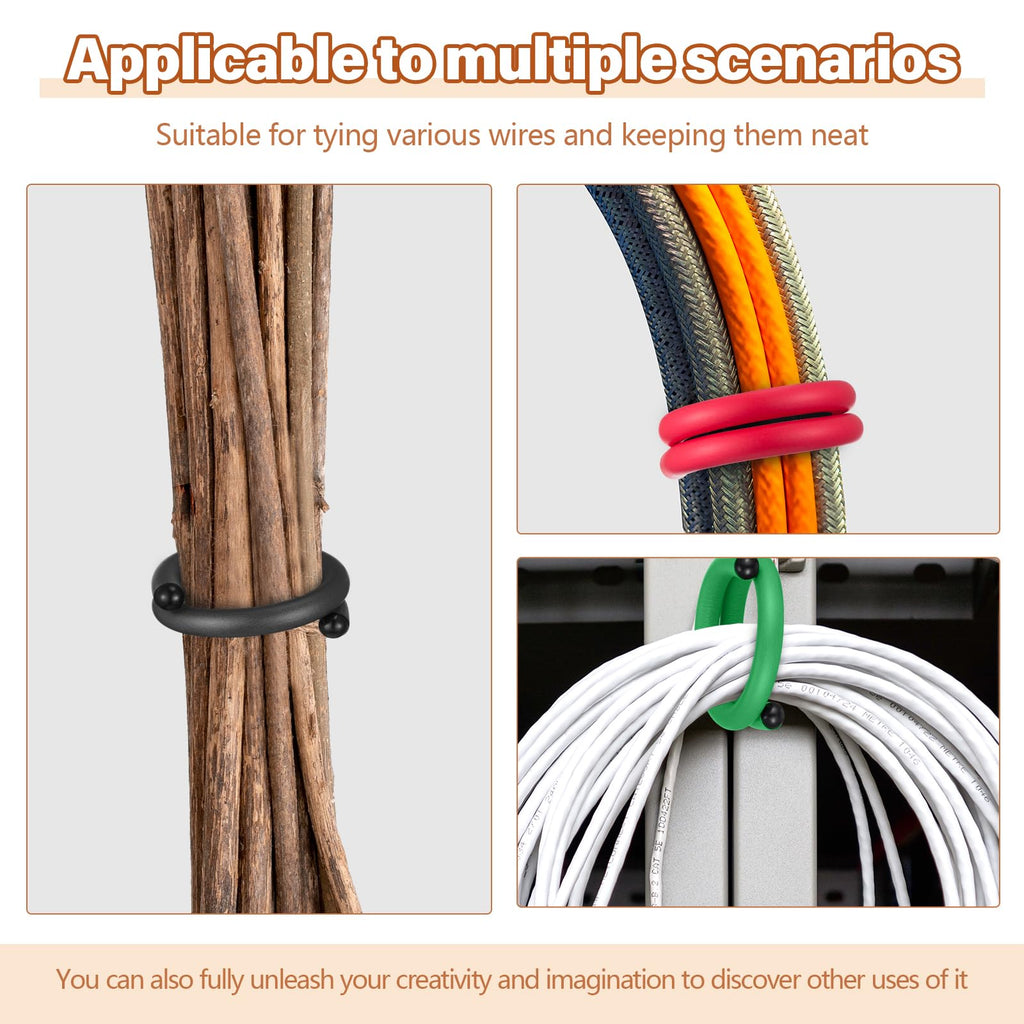 Ninehaoou 20 Pcs 17 Inch EVA Foam Twist Rubber Ties Reusable Bendable Cable Tie Straps Flexible Heavy Duty Twisty Ties for Organizing Cords Bundling (Red,Yellow,Green,Black)