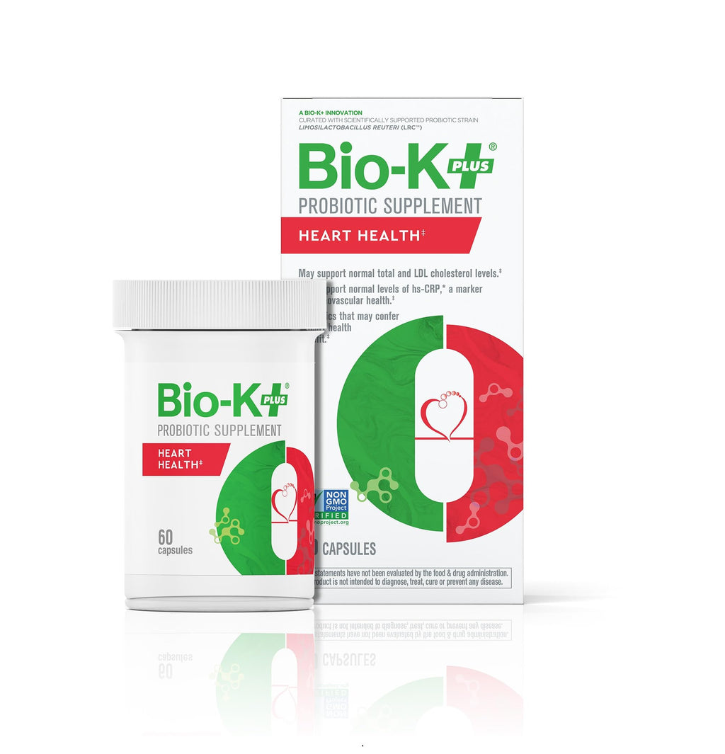 Bio-K+ Probiotics for Heart Health with Limosilactobacillus reuteri LRC – Heart Health Probiotic for Cardiovascular Support, 5 Billion CFU, Vegan, Shelf-Stable – 60 Capsules