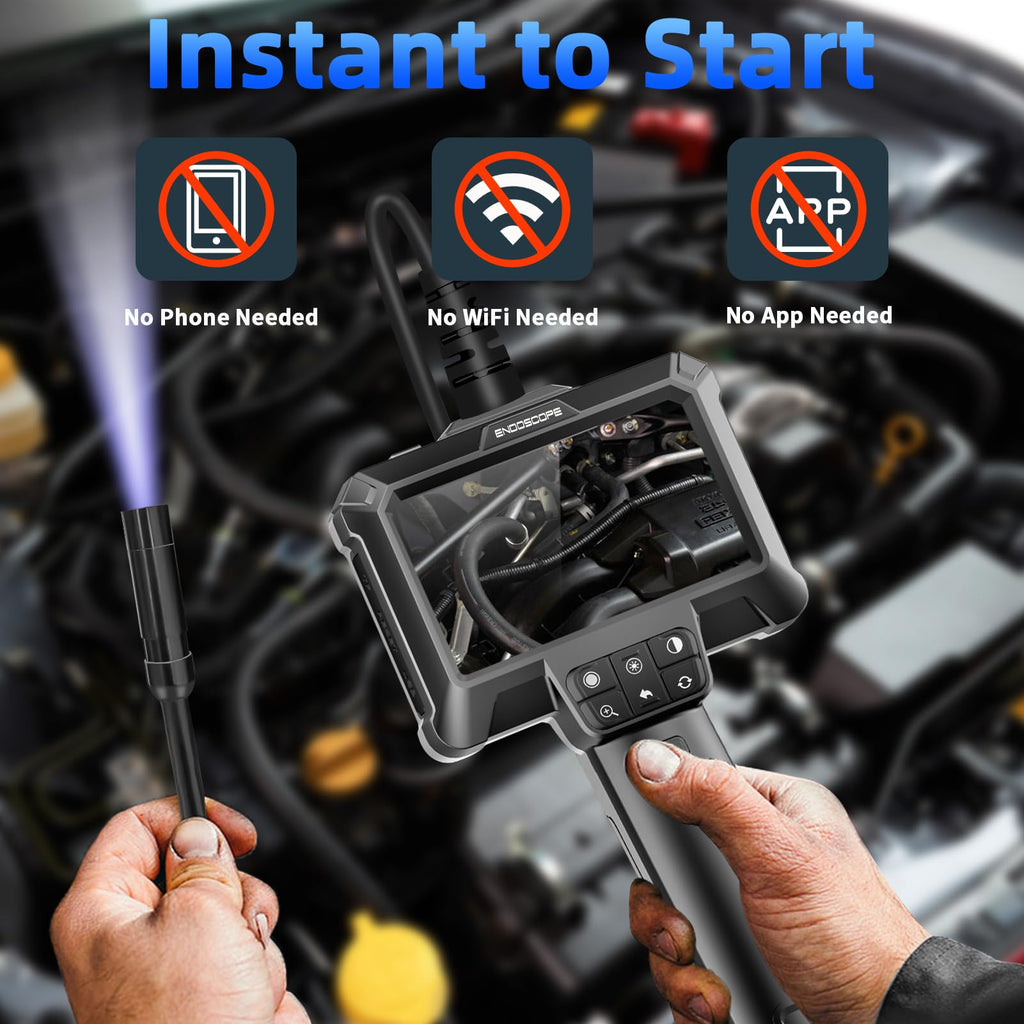 WINWEND Endoscope Camera with Light - IP67 Waterproof Borescope Camera with 8 Adjustable LED Lights | 4.3" LCD Screen Borescope | HD 1080P Inspection Cameras with 16.5ft Semi-Rigid Cord Tools for Men