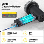 StarVal Electric Spin Scrubber, 3000 mAh Cordless Power Scrubber with 8 Replaceable Heads, Dual Speed Lightweight Handheld Scrubber for Cleaning Stove/Bowl/Sink/Corner/Tile/Grout (Black)