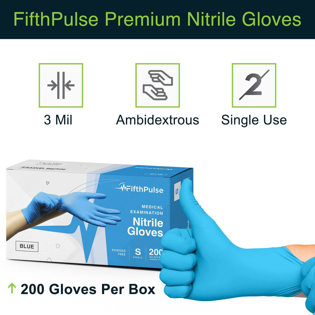 Blue Nitrile Disposable Gloves X Large, 200 Count - Latex Free Medical Gloves, Dental and Surgical Grade - Powder Free Rubber Gloves