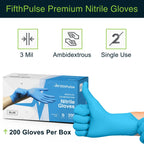 Blue Nitrile Disposable Gloves X Large, 200 Count - Latex Free Medical Gloves, Dental and Surgical Grade - Powder Free Rubber Gloves